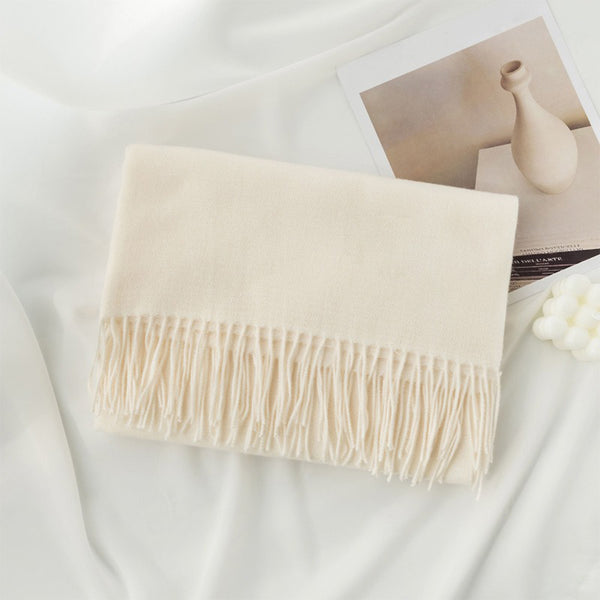 Pure Woolen Shawl Scarves - Cream